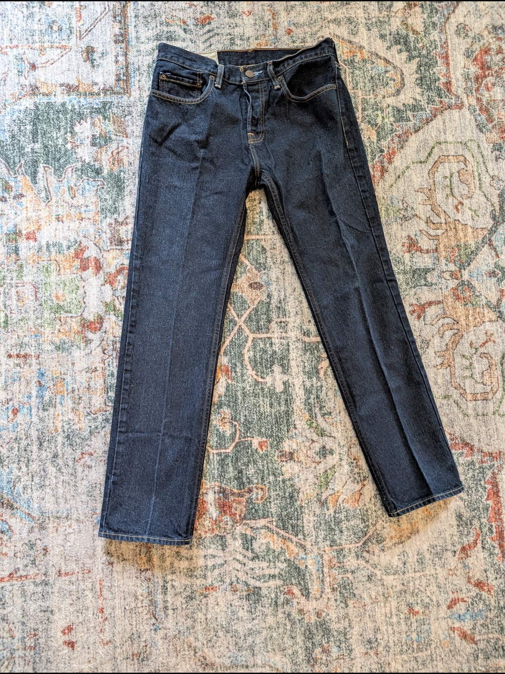 Men's Dark Blue Straight-Leg Jeans